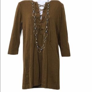 Free People tie up tunic dress size small brown